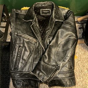 Club Monaco 1990’s Men’s Black Leather Jacket sz Med